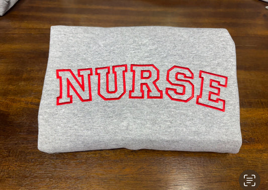 Embroidered Nurse Gray Sweatshirt