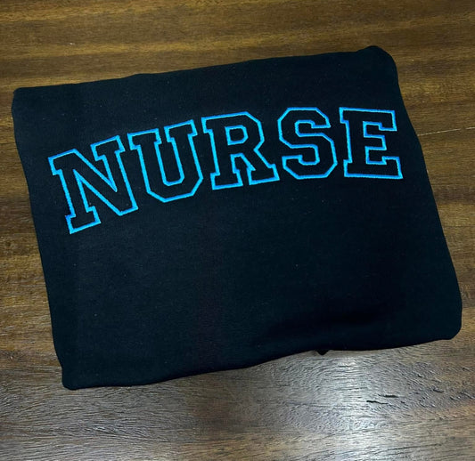 Embroidered Nurse Black Sweatshirt